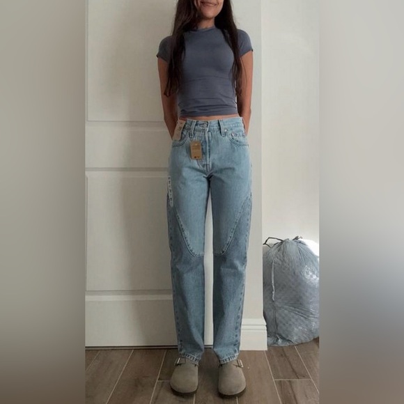 Levi's Denim - Levi’s 501 Original Chaps Straight Leg High Rise Denim Blue Jeans NEW western